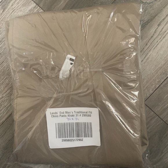 NWT LANDS' END MEN'S TRADITIONAL FIT CHINO PANTS KHAKI 31X34 NO IRON - Picture 8 of 9